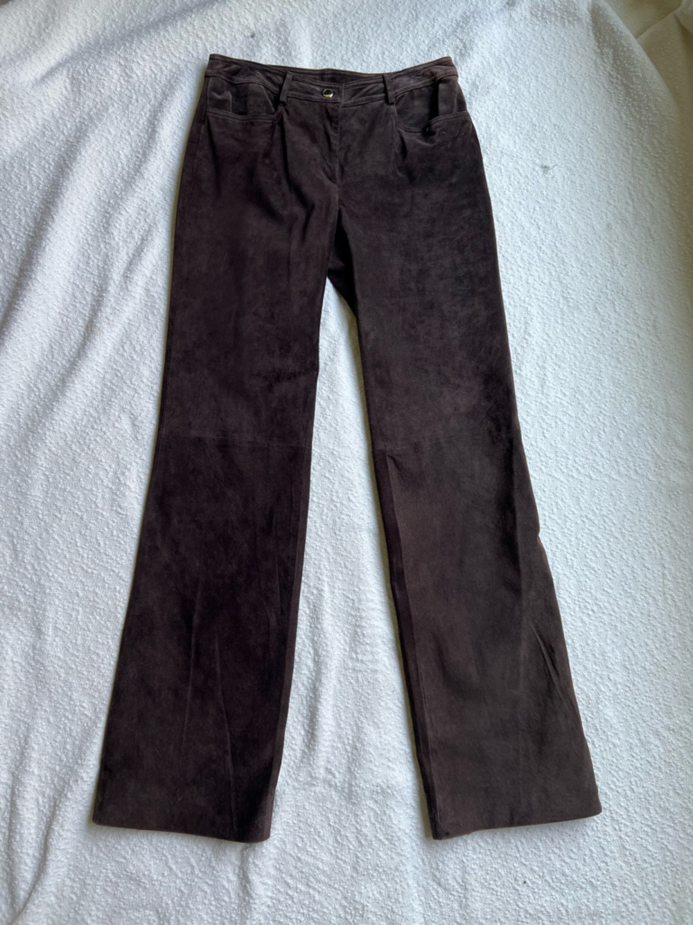 Worth New York Suede Leather Pants Brown Straight Leg Womens Size 2